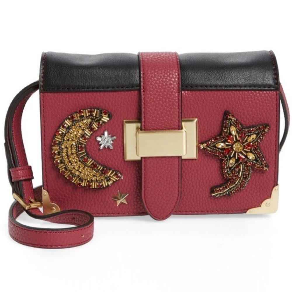 SAM EDELMAN Florence Leather Shoulder/Crossbody Bag, Pink Garnet